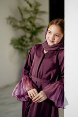 Sprinkles Stitched Abaya With Stole -Muted Mauve