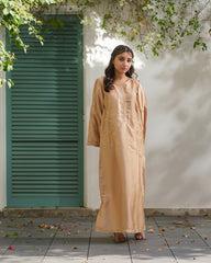 Sprinkles Stitched Emb Kaftaan Suit -Sandstone Bloom