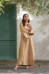 Sprinkles Stitched Emb Kaftaan Suit -Sandstone Bloom