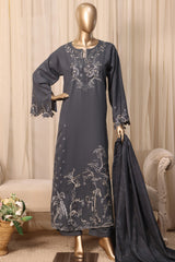 Themes Stitched 3 Piece Emb Marina Winter Kaftan Suit-SR-017-GRAY