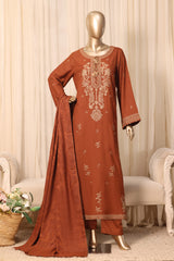 Themes Stitched 3 Piece Emb Marina Winter Kaftan Suit-SR-019-RUST