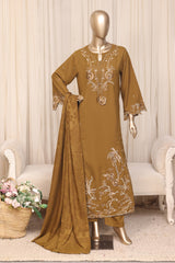 Themes Stitched 3 Piece Emb Marina Winter Kaftan Suit-SR-021-MEHANDI