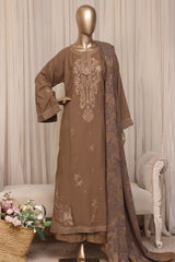 Themes Stitched 3 Piece Emb Marina Winter Kaftan Suit-SR-022-BROWN
