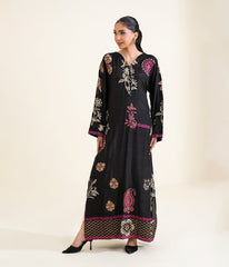 Sinopia Stitched 1 Piece Block Print Kaftan-SSBP26-002-Black
