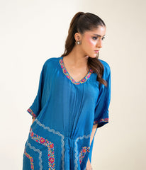 Sinopia Stitched 1 Piece Block Print Kaftan-SSBP26-001-Blue