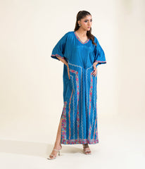 Sinopia Stitched 1 Piece Block Print Kaftan-SSBP26-001-Blue