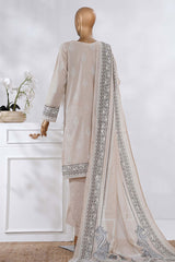 Sunehri By HZ Stitched 3 Piece Emb Dyed Cotton Winter Collection'2025-SSE-812-Beige