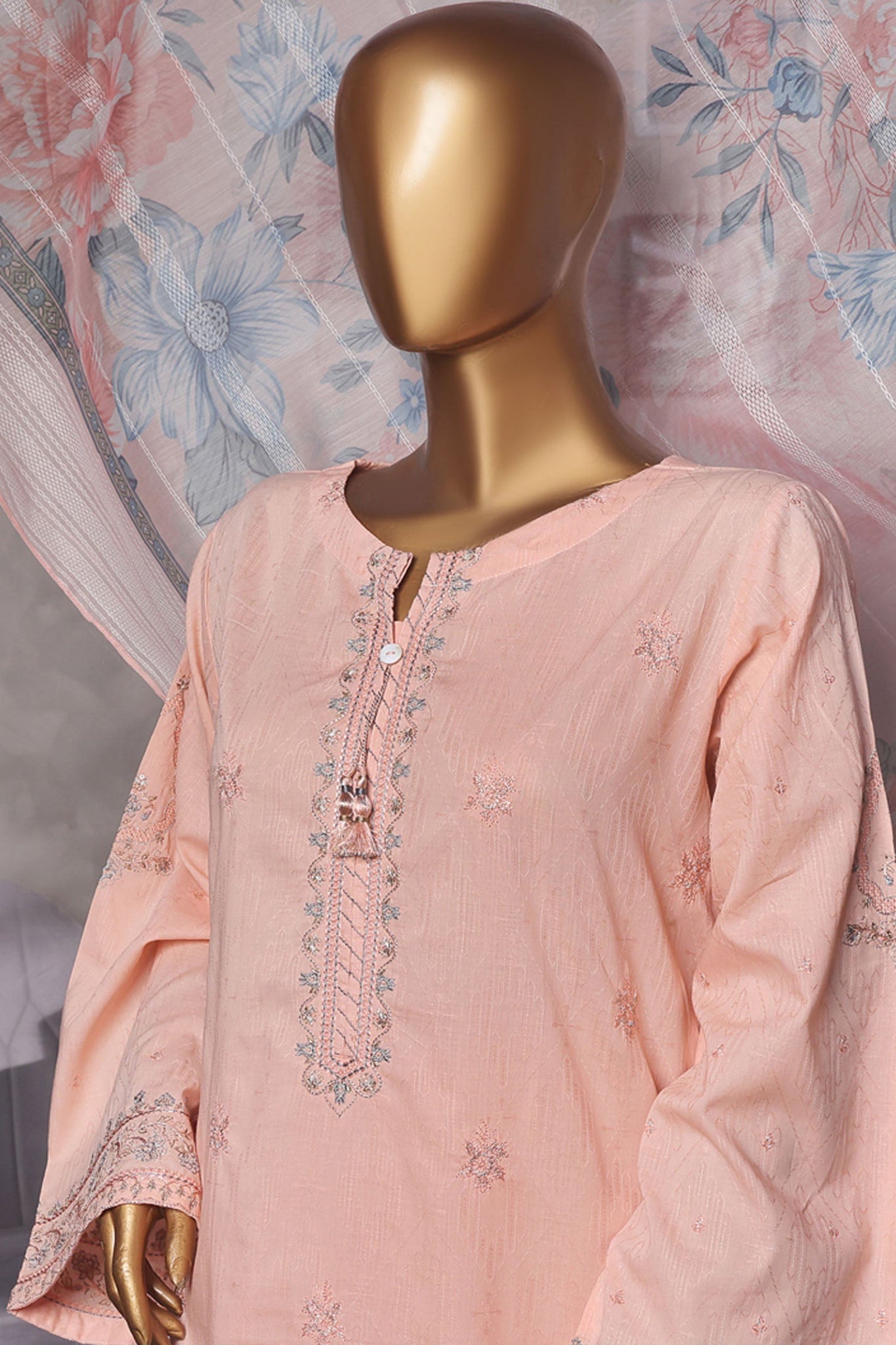 Muse By HZ Stitched 3 Piece Emb Cotton Self Jacquard Vol-02 Collection'2025-SSJ-2502-Pink