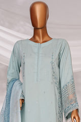 Muse By HZ Stitched 3 Piece Emb Self Cotton Jacquard Vol-05 Collection'2025-SSJ-2504-Aqua Blue