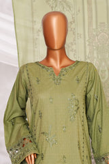 Muse By HZ Stitched 3 Piece Emb Self Cotton Jacquard Vol-05 Collection'2025-SSJ-2505-Leaf Green