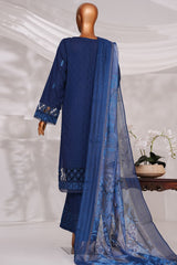 Muse By HZ Stitched 3 Piece Emb Self Cotton Jacquard Vol-05 Collection'2025-SSJ-2505-Midnight Blue