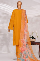 Muse By HZ Stitched 3 Piece Emb Self Cotton Jacquard Vol-05 Collection'2025-SSJ-2506-Mustard