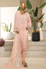Bin Saeed Stitched 3 Piece Luxury Emb Chiffon & Organza Collection'2025-STSC-2192-Pink