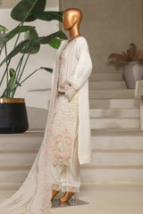 Bin Saeed Stitched 3 Piece Luxury Emb Chiffon & Organza Collection'2025-STSC-2193-Off White
