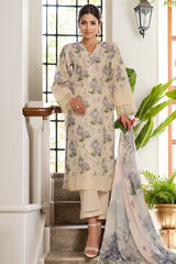 Sada Bahar Stitched 3 Piece Fusion Chikankari Suit-CKP-Fawn