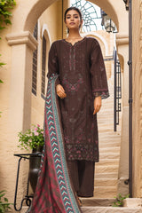 Sada Bahar Stitched 3 Piece Luxury Emb Khaddar Vol-01 Suit-LEK-25-Brown