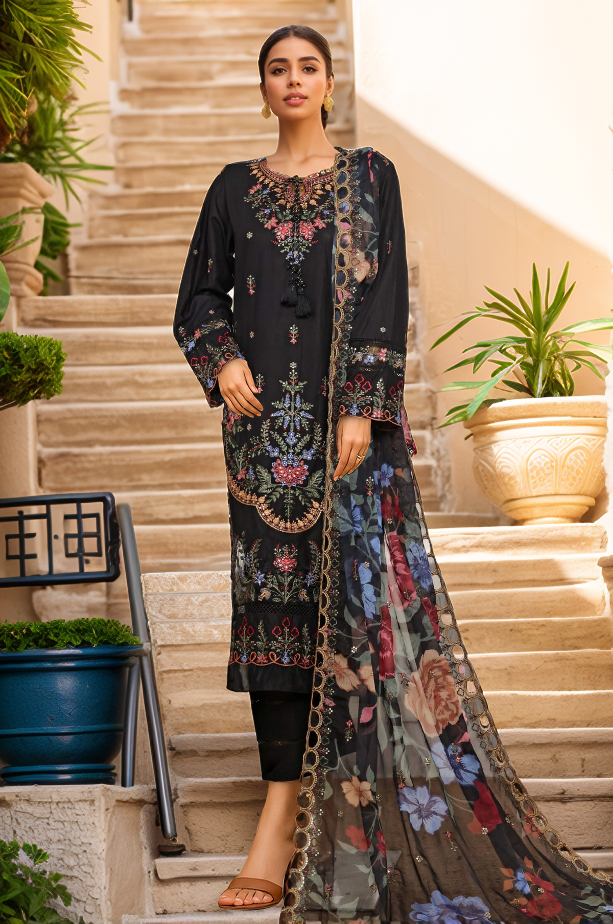 Sada Bahar Stitched 3 Piece Luxury Emb Spring Vol-05 Collection'2025-MK-42-Black