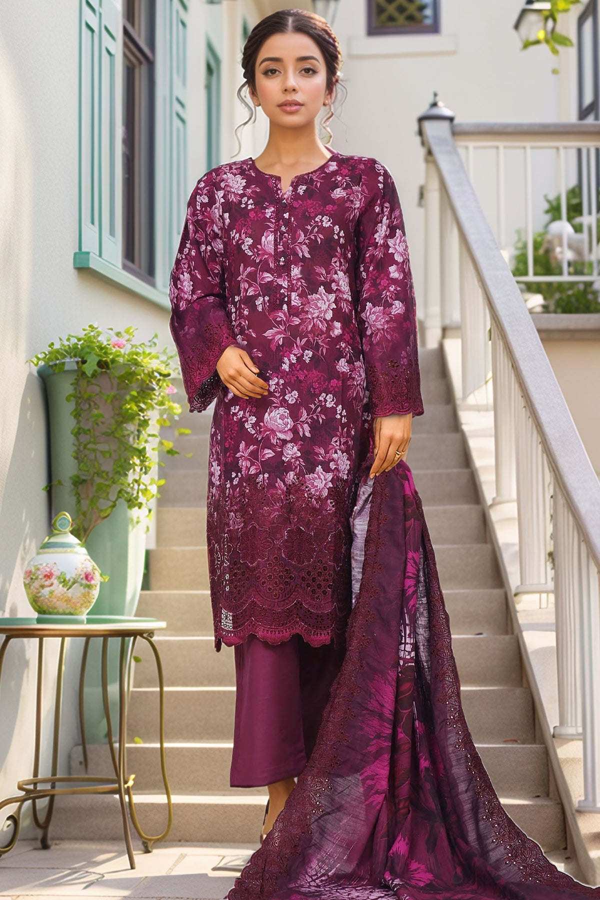 Sada Bahar Stitched 3 Piece Laser Cutwork Chikankari Vol-02 Collection'2024-CK-07-Purple