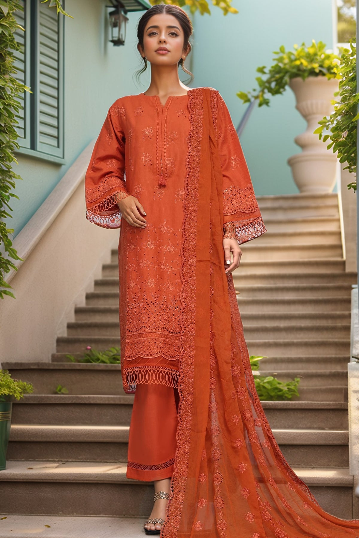 Sada Bahar Stitched 3 Piece Two Tone Chikankari Vol-01 Collection'2025-TCK-Rust