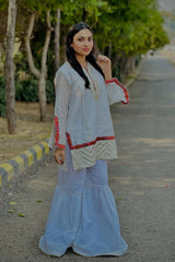 Urban Cut-Elegant White Sharara Pants for Women-T0279