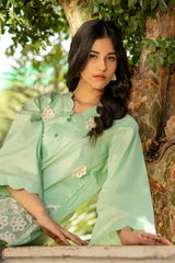 Dhaga Stitched 2 Piece Summer Suit-Scaloppy Green