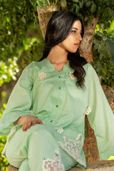 Dhaga Stitched 2 Piece Summer Suit-Scaloppy Green