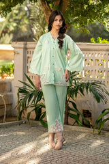 Dhaga Stitched 2 Piece Summer Suit-Scaloppy Green