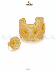Sculpted Botanical Baai Bangle Ring Set - Zeesy Jewellery