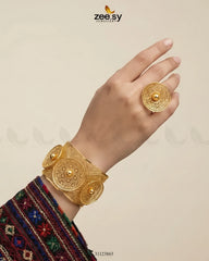 Sculpted Botanical Baai Bangle Ring Set - Zeesy Jewellery