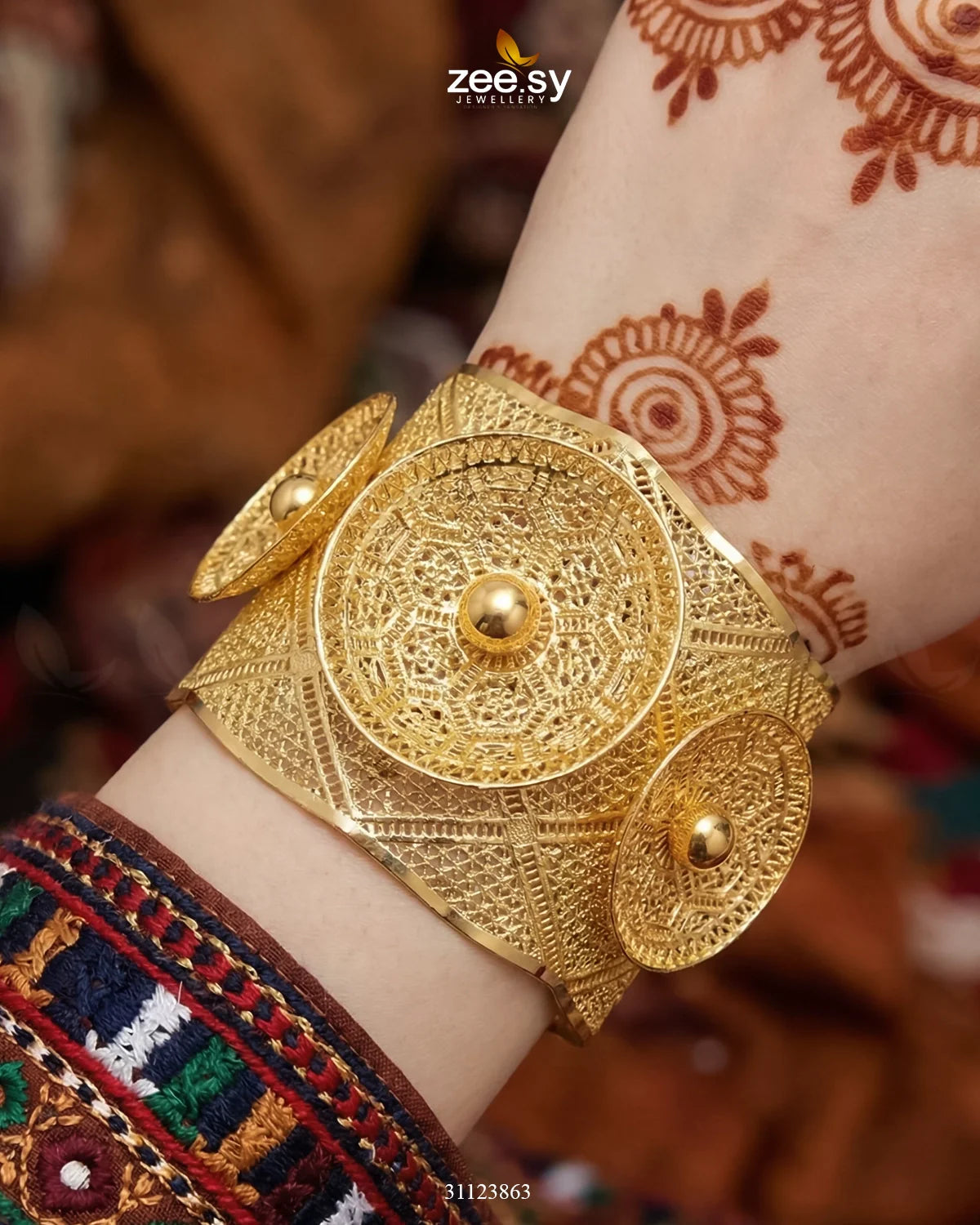 Sculpted Botanical Baai Bangle Ring Set - Zeesy Jewellery