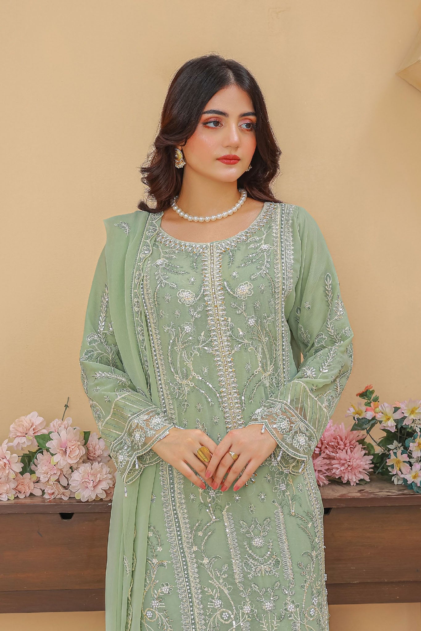 Maya By Azmeerah Stitched 3 Piece Hand Emb Chiffon Collection'2025-01-Serenora