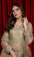 Shamooz Stitched 3 Piece Formals Suits-Sage Green SEM-0598