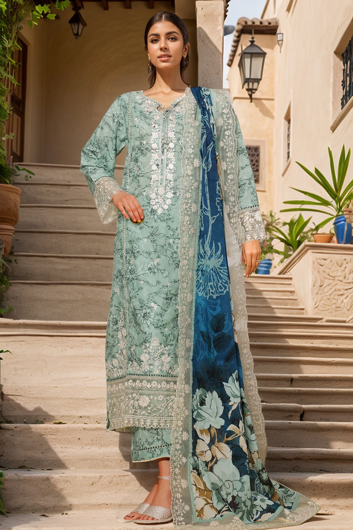 Signature By Sada Bahar Stitched 3 Piece Festive Emb Lawn Vol-02 Collection'2025-ED-236-PISTA