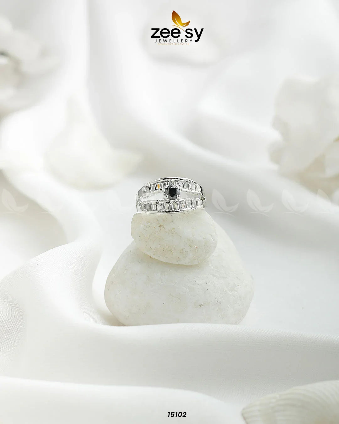Mirage Ring Silver Black - Zeesy Jewellery