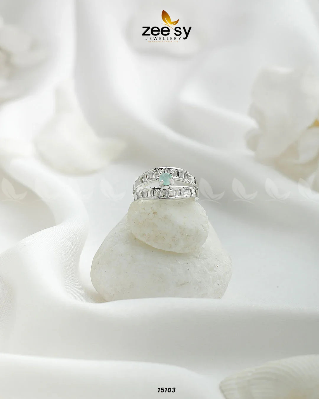 Mirage Ring Silver Mint Green - Zeesy Jewellery