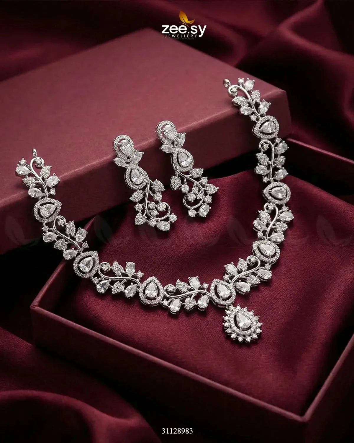 Silver Blossom Vine Necklace Set
