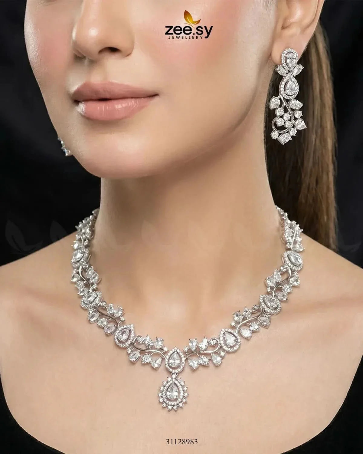 Silver Blossom Vine Necklace Set