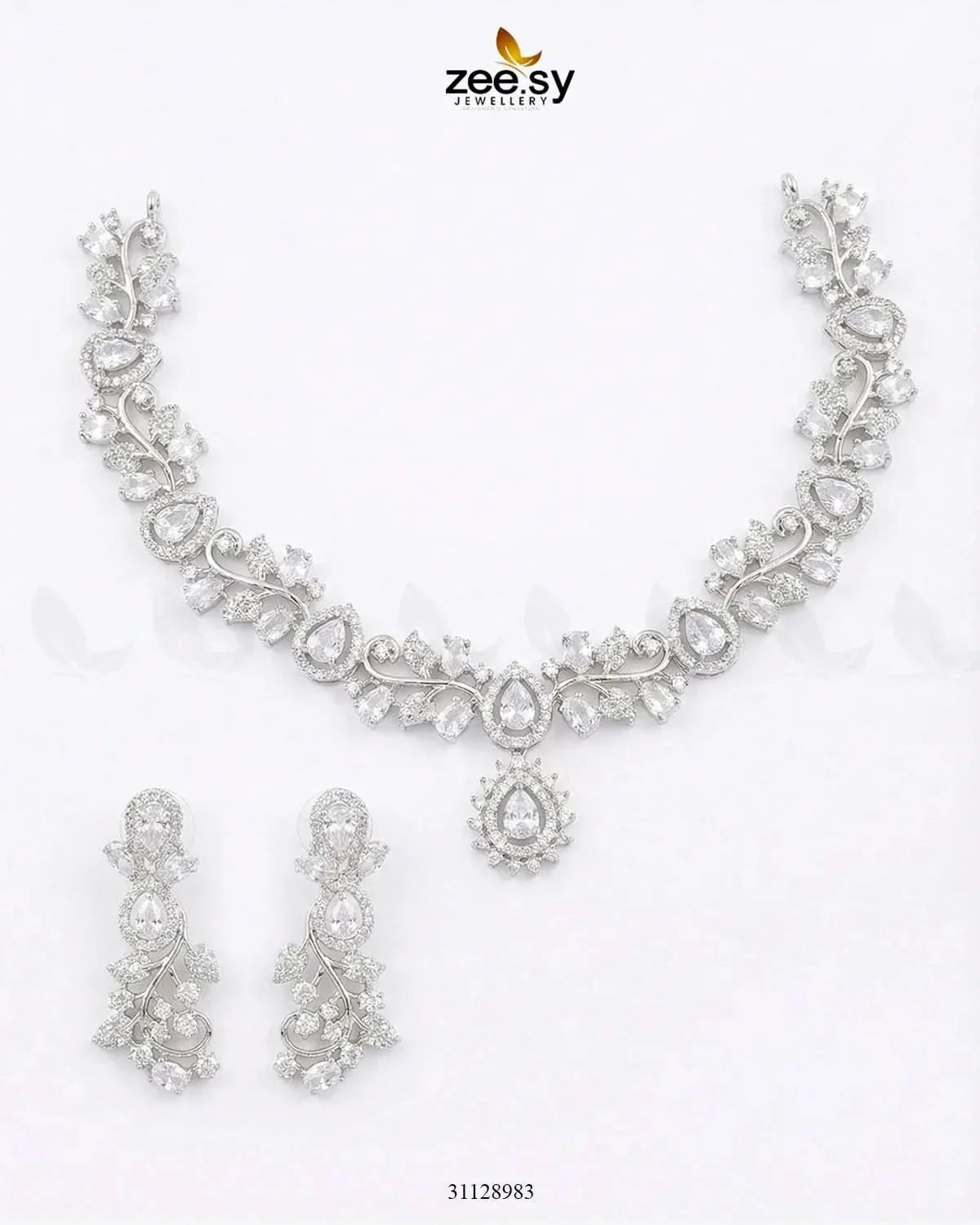 Silver Blossom Vine Necklace Set