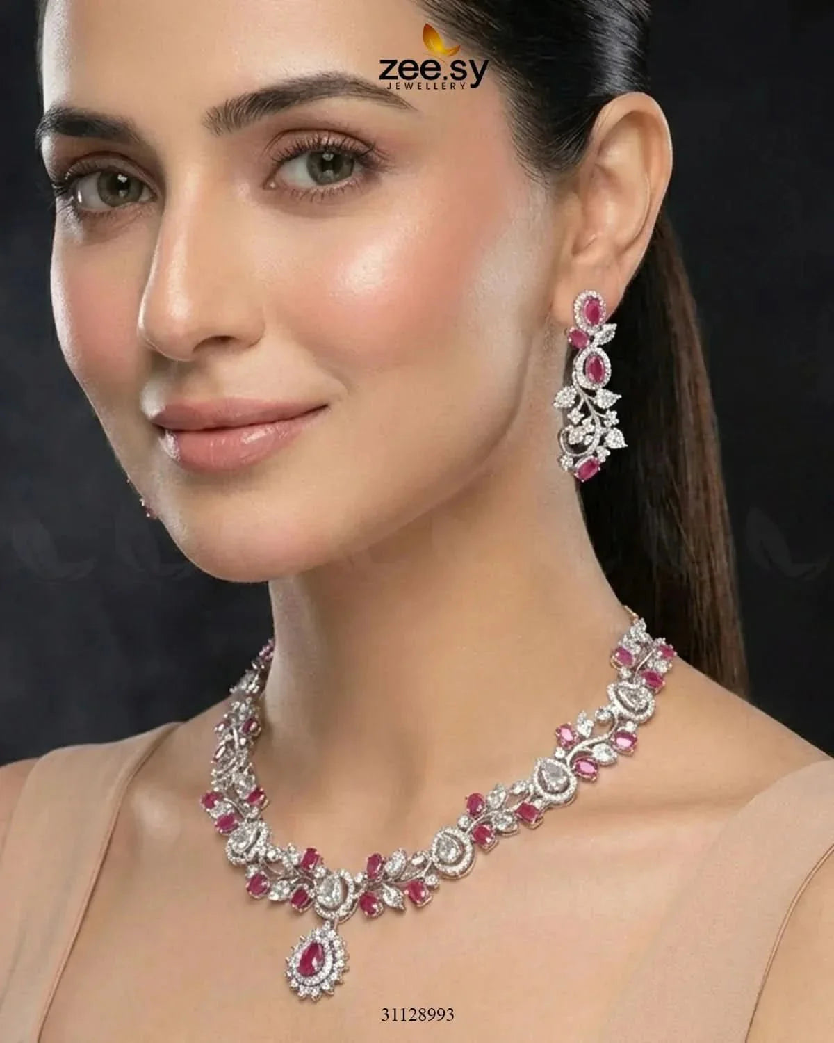 Silver Blossom Vine Necklace Set
