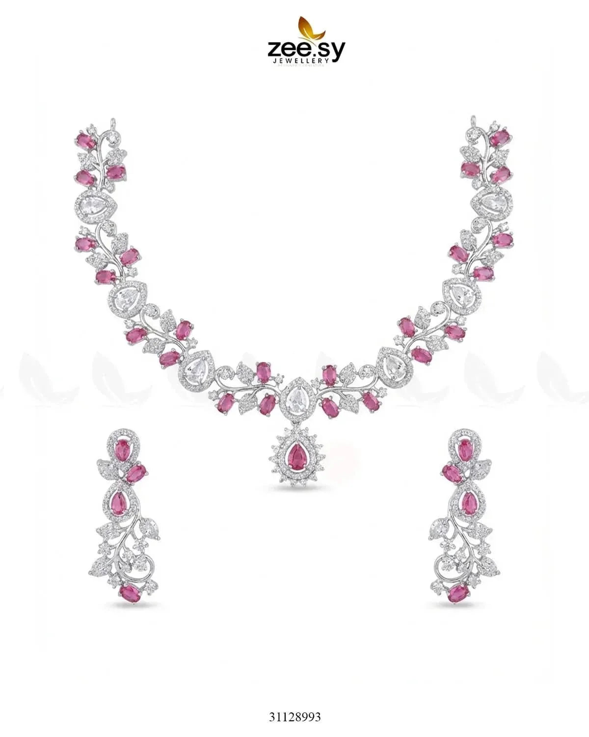 Silver Blossom Vine Necklace Set