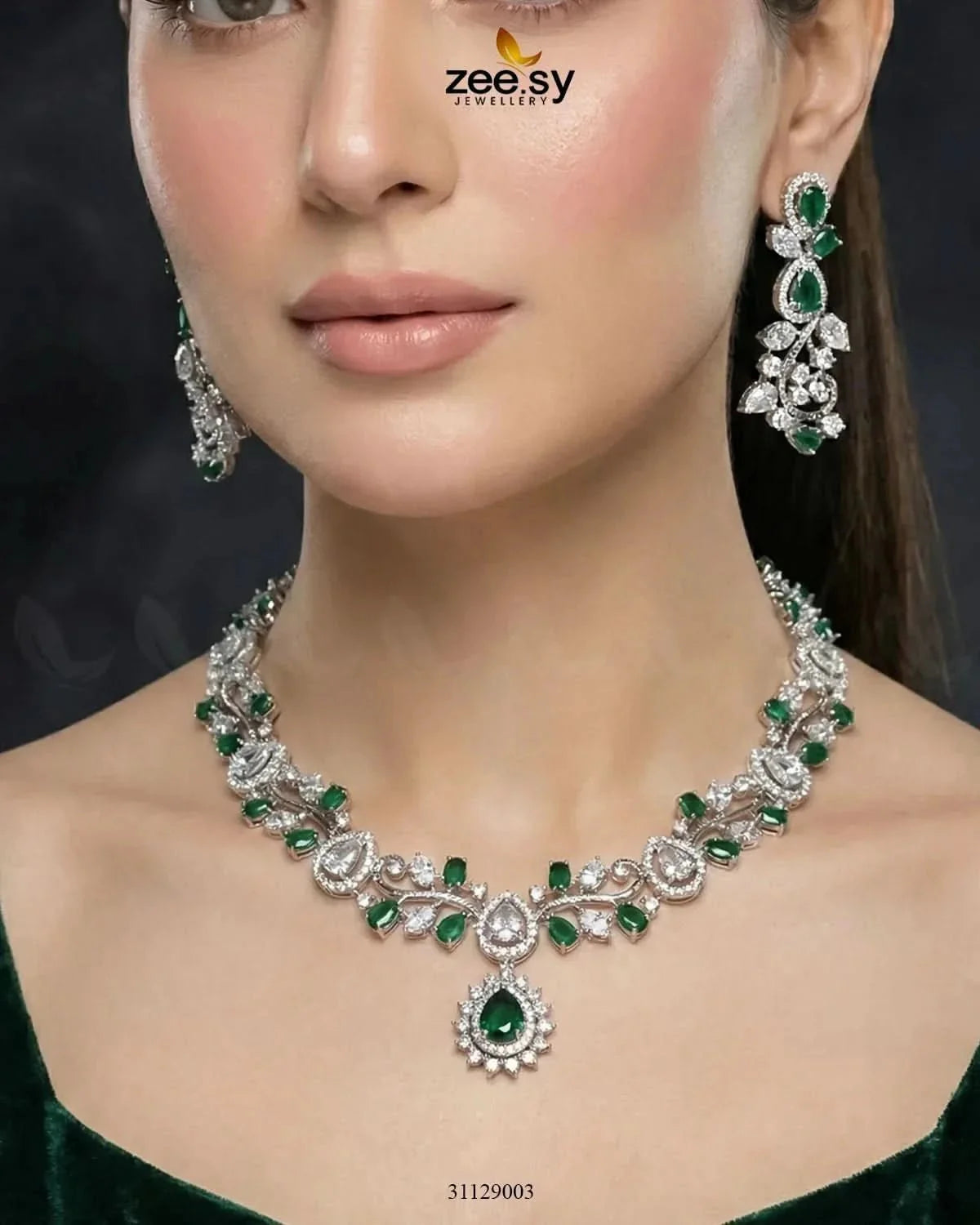 Silver Blossom Vine Necklace Set