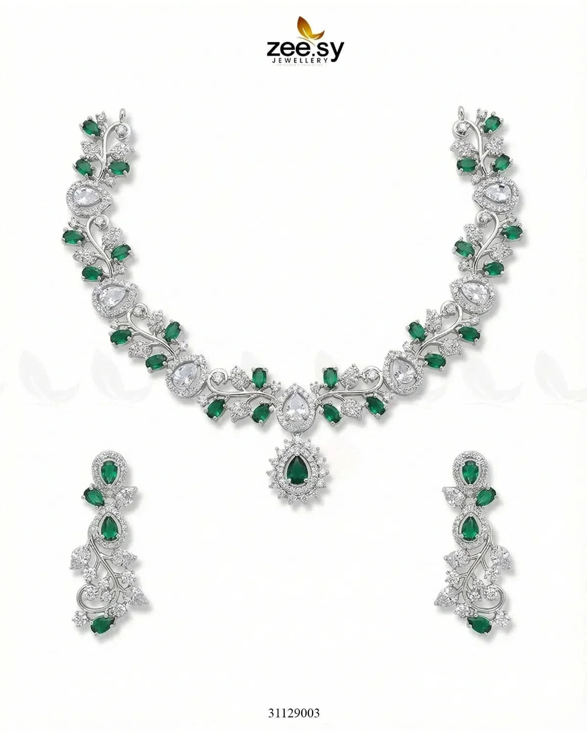 Silver Blossom Vine Necklace Set