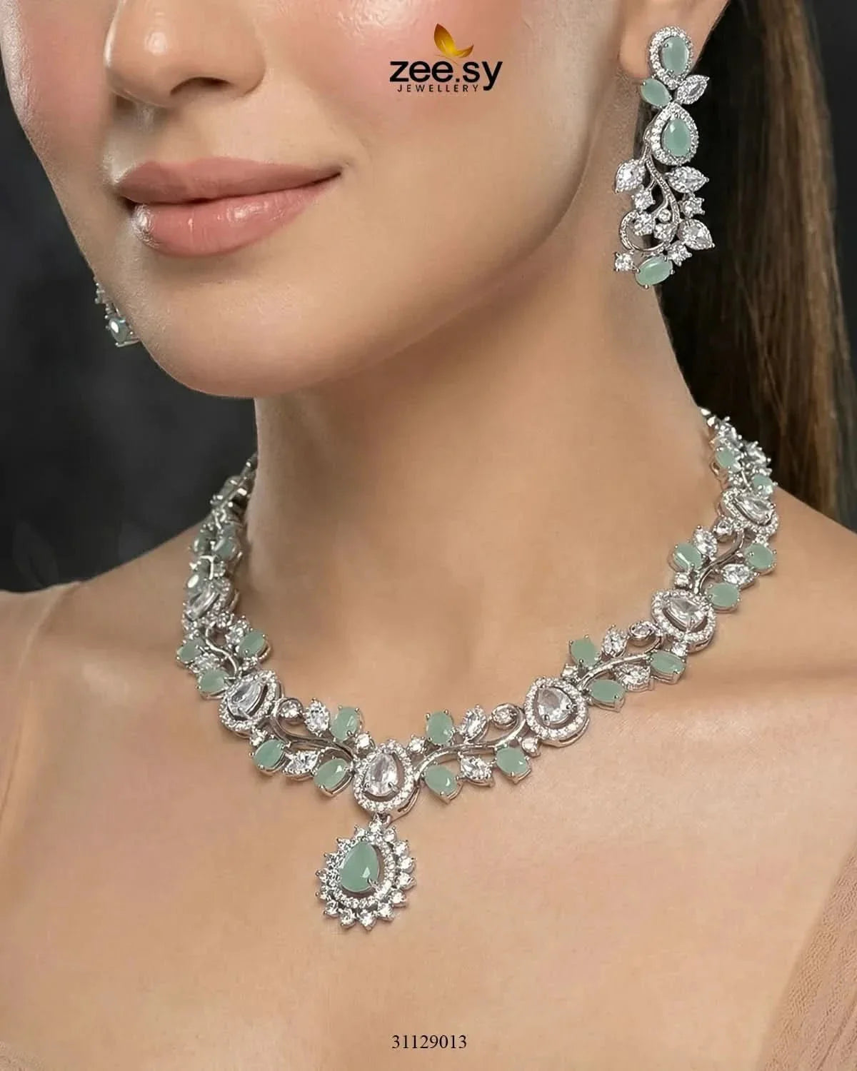 Silver Blossom Vine Necklace Set