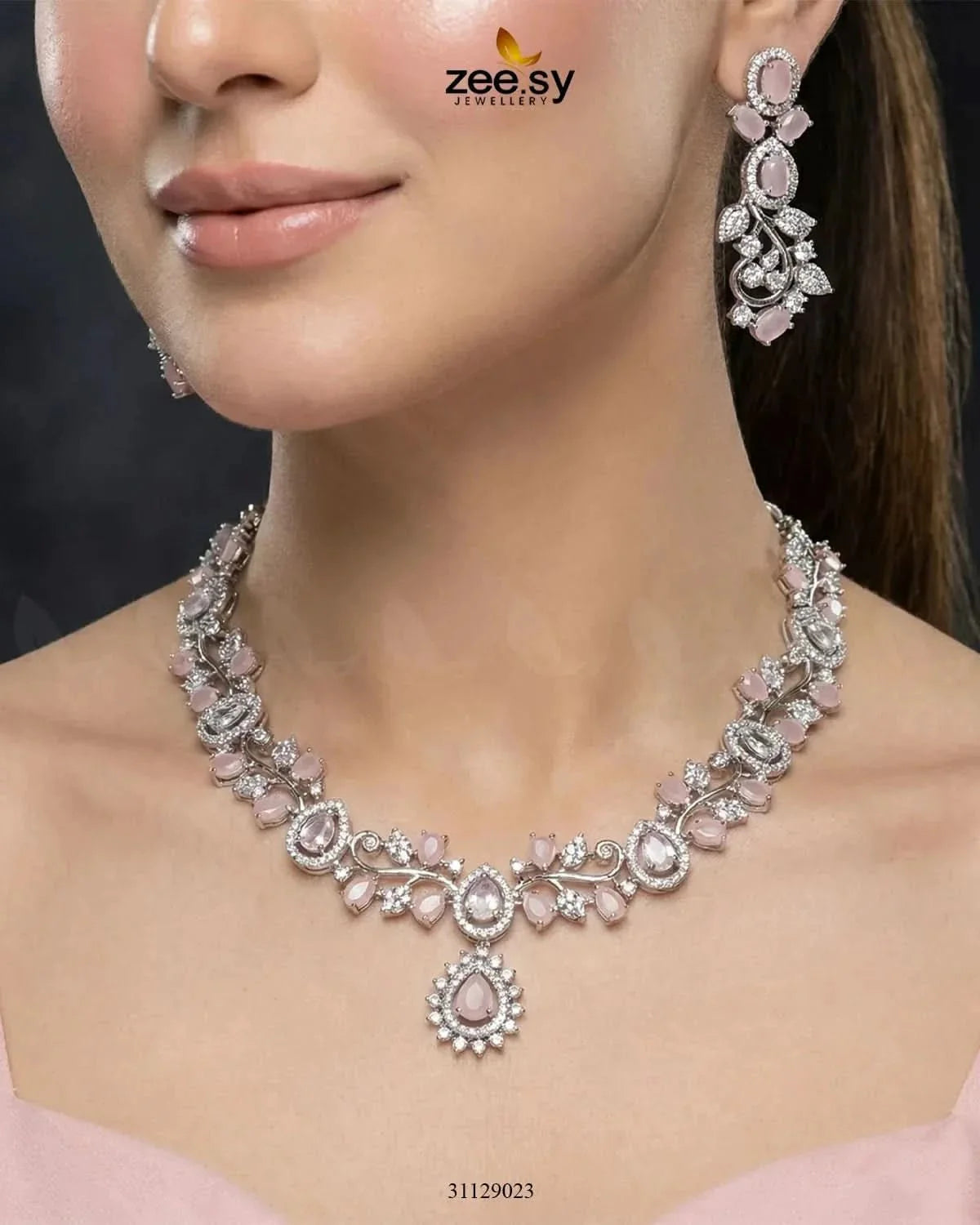 Silver Blossom Vine Necklace Set