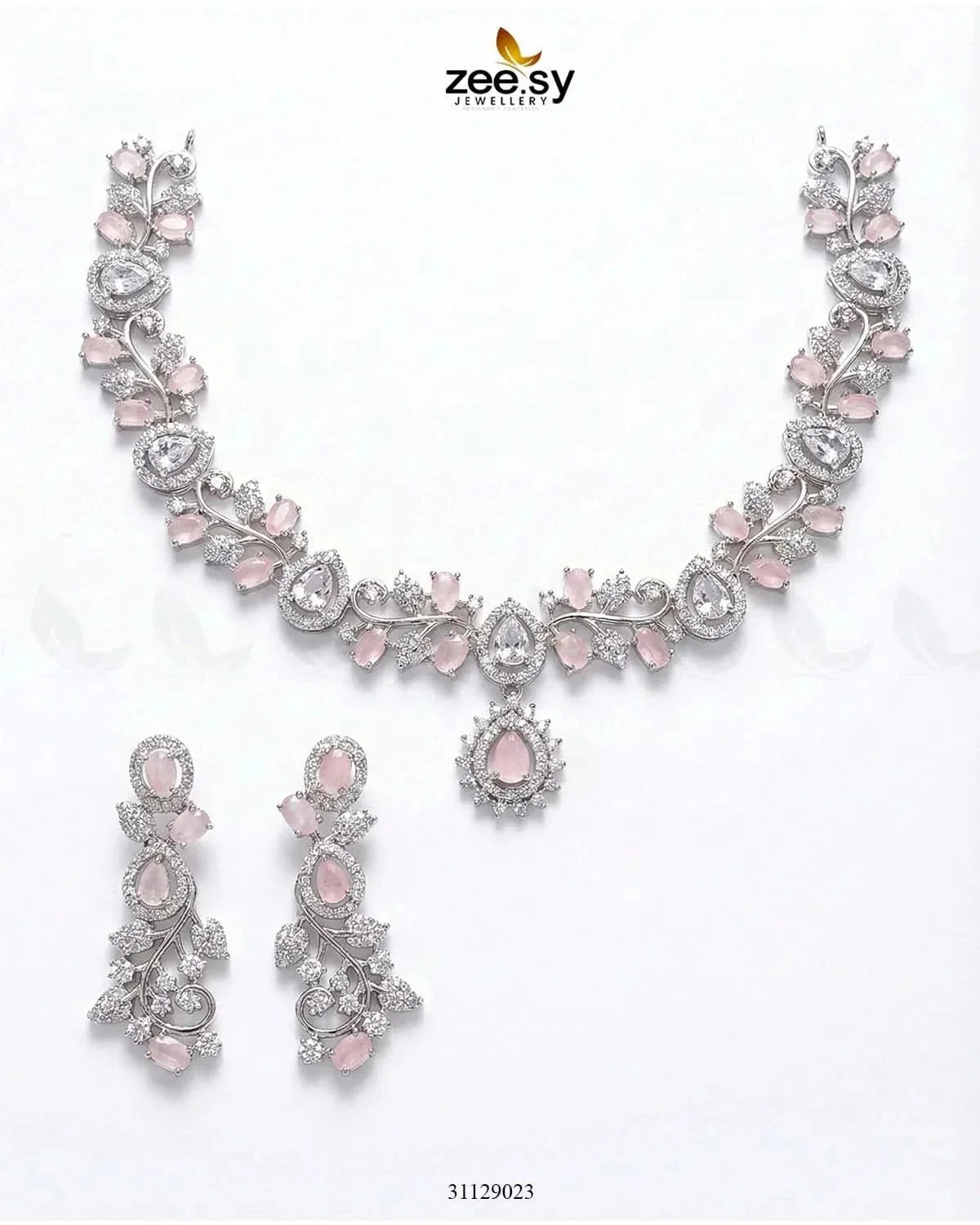 Silver Blossom Vine Necklace Set