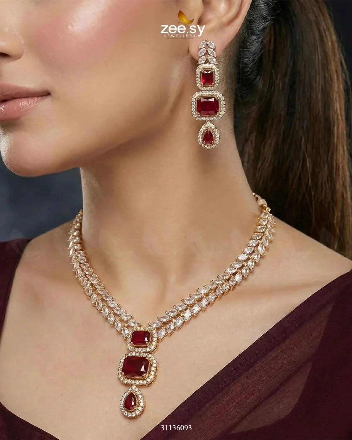 Square Leaf Vine Necklace Set