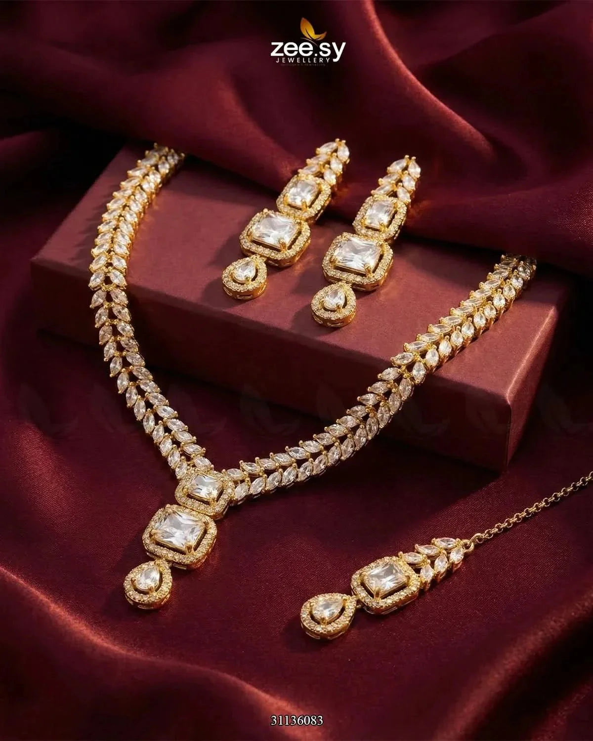 Square Leaf Vine Necklace Set