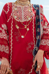 Saira Shakira By Crimson Unstitched 3 Piece Luxury Lawn Collection'2024-Stars of Fire Flame Red