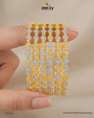Zeesy-Substantial Opulent Heritage Bangles - Two Tone