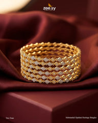 Zeesy-Substantial Opulent Heritage Bangles - Two Tone